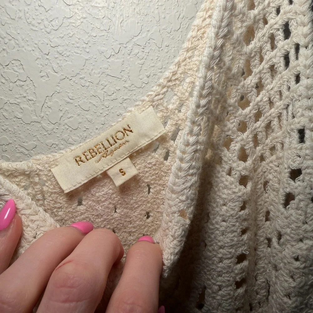 Rebellion Cream Crochet Camisole with Red Cherry Accents - Picture 3 of 5